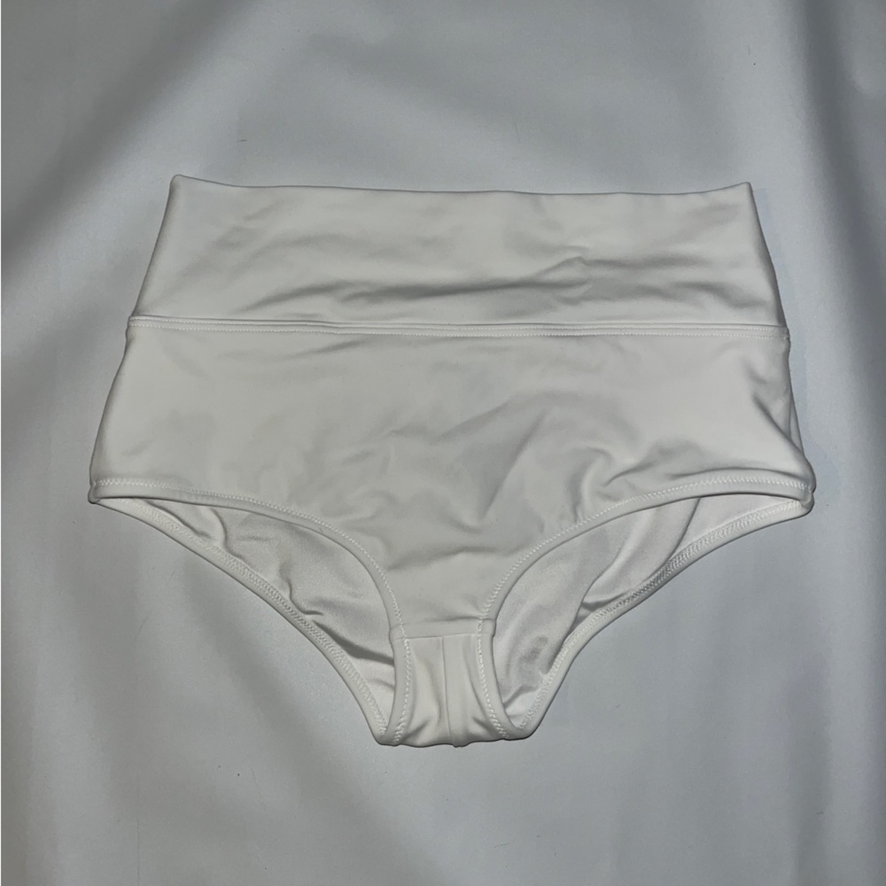 pink victoria’s secret VS white bikini swim bottoms